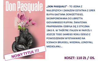 Młodzieżowa Spółdzielnia Mieszkaniowa Klub "Kameleon" zaprasza na operę komiczną "Don Pasquale" do Opery Nova w Bydgoszczy.